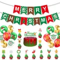 Ensemble de décoration de Noël avec bannières Merry Christmas ballons et toppers - Set de Décoration de Noël Combiné 3