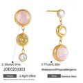 Eleganti orecchini pendenti tripli tondi in resina e acciaio con pietre colorate - Orecchini a Tre Livelli in Resina Sfumata (JDE0203301)