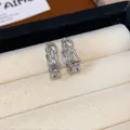 Elegant silver plated hoop earrings with shimmering cubic zirconia stones - 35 Earrings - Silver