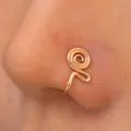 Rose gouden spiraal nep neusring zonder piercing voor een unieke neussieraad look - Spiraal Met Kraal (A-759)