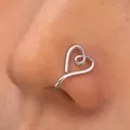 Elegante zilveren hartvormige U-vormige nepneusring clip zonder piercing voor alle dames - Hartvorm (A-831)