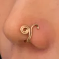 Gouden spiraalvormige neusmanchet zonder piercing clip-on nep neusring sieraden - Opgerolde Stijl (A-832)