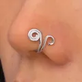 Zilveren spiraalvormige U-vormige neusklem voor een Afrikaanse stijl fake piercing sieraad - Opgerolde Stijl (A-833)