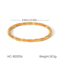 18K gold plated stainless steel beaded bangle bracelet for women, elegant jewelry - Wave Texture Style (HC-B20254)