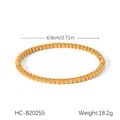 18K gold plated stainless steel beaded bangle bracelet for women in gold color variant - Round Bead Link Style (HC-B20255)
