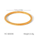 Elegant 18K gold plated stainless steel twisted rope bangle for women with weight info - Twist Rope Texture Style (HC-B20246)