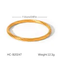 Twisted 18K gold-plated stainless steel bangle with 7.31cm diameter and weight detail - Fine Twist Rope Texture Style (HC-B20247)