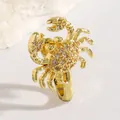 Squisita clip per il naso a forma di granchio dorata con zirconi cubici scintillanti - Stile Granchio (11995) / Taglia unica / Oro