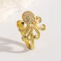 Elegante clip per naso a forma di polpo dorato non forato con zirconi brillanti e lucidi - Stile Polpo (9675) / Taglia unica / Oro