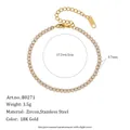 Elegant 18K gold plated stainless steel tennis bracelet with sparkling marquise cut zircons - Bracelet-Thin Marquise