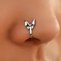 Stylish silver butterfly-shaped non-piercing U-shaped nose clip jewelry for women - Silver Butterfly (G-114)
