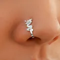 Elegant silver dragon shaped non-piercing U-shaped nose cuff clip on jewelry accessory - Silver Dragon (G-103)