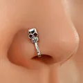 Gothic silver-colored skull U-shaped non-piercing nose clip for nose wing decoration - Silver Skull (8781)