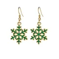 Detailaufnahme der grünen Glitzer-Schneeflocken-Ohrringe mit eleganten goldenen Haken - Grüne Pailletten-Schneeflocke