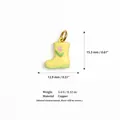 Adorable yellow rain boot pendant charm with pink tulip design for DIY necklace making - Yellow Boots Charm