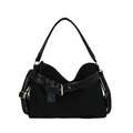 Sac à bandoulière moderne en toile noire avec boucle décorative et bandoulière réglable - Noir