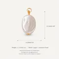 Elegante ciondolo in perla barocca sintetica con anello in rame dorato per gioielli fai-da-te - Solo ciondolo in perla artificiale ovale (senza catena) / Bianco Perla Artificiale
