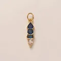 18K vergoldeter Edelstahlanhänger mit blauen und klaren Edelsteinen für DIY-Schmuck - Dezember Geburtsstein Anhänger