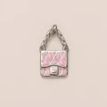 Rosa gesteppte Emaille-Handtasche Anhänger aus silberfarbenem Edelstahl für DIY - Rosa Handtaschen Anhänger