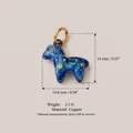 Hand-painted blue horse enamel charm with gold ring for DIY jewelry making, 3.1g copper - No. 9 Purple Horse Pendant