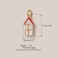Detailed small house enamel charm pendant in white and red finish for DIY jewelry making - No. 11 Red House Pendant