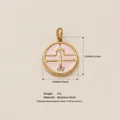 Pendentif zodiaque Balance en acier inoxydable avec émail rose et plaqué or 18K. - Balance