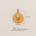 Élégant pendentif soleil en acier inoxydable avec émail orange et détails en CZ pour DIY - Lion