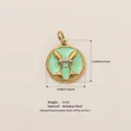 Pendentif lapin minimaliste en acier inoxydable plaqué or 18K avec émail vert menthe - Poissons