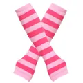 Scaldamuscoli lunghi a righe rosa unisex stile ninja con foro per pollice guanti - Taglia unica / A righe larghe rosa e rosso rosa