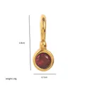 Gold plated stainless steel oval pendant with a faceted red birthstone charm, 1.8g weight - July Birthstone Pendant-Rose Red