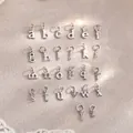 925 sterling silver lowercase alphabet charms set for personalized DIY necklaces - Lowercase Letter a Pendant Only (Without Chain) / White Gold