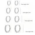Set of four minimalist white gold plated brass hoop earrings with inlaid cubic zirconia - Mixed Style / Silver