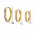 Gold-plated brass hoop earrings with zirconia, available in 1.3cm to 1.6cm diameters - Mixed Style / Gold
