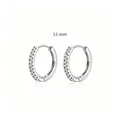 Elegant silver-plated hoop earrings featuring small zirconia stones in 12mm diameter size - Medium / Silver