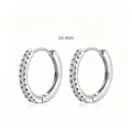Minimalist 16mm silver-plated brass hoop earrings featuring sparkling cubic zirconia stones - Extra Large / Silver