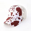 Casquette de baseball en maille à imprimé vache pour femmes avec dos respirant sport - Adulte, Circonférence du chapeau 58cm réglable / Imprimé Vache Marron Blanc