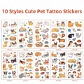 Set de 10 hojas de tatuajes temporales impermeables de gatos y perros para niños - Serie Lindos Gatos y Perros