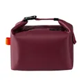 Insulated burgundy lunch bag with waterproof fabric and roll-top buckle closure. - Burgundy