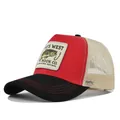 Casquette trucker en maille rouge et noire respirante avec écusson de pêche brodé - Cm712-23 Noir Et Redmi Mi Network / Réglable