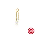Gold-plated S925 sterling silver earring charm featuring marquise zirconia and chain - Marquise Round Dual Chain Pendant (Single Piece) / Gold