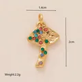 Handcrafted mushroom shape gold-plated pendant with colorful stones, 1.4cm x 2cm size - Mushroom