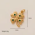 14K gold plated four-leaf clover pendant with green zircon stones, size 1.8cm by 1.6cm - Four-Leaf Clover