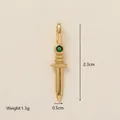 Elegant 14K gold-plated dagger pendant featuring a green zircon stone, 2.3cm in height - Dagger