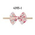 Floral print bow baby headband with soft nylon elastic band for infants - Red Floral Bow (5-1)