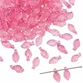 Perles de feuille en acrylique rose transparent pour la création de bijoux DIY. - 10 X 5 Mm Ouverture Env. 15 Mm Poudre Translucide (rose Pêche Mat) 50 Pièces/paquet