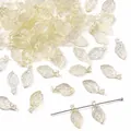 Perles en forme de feuille en acrylique dépoli pour la création de bijoux DIY à la main - 10 X 5 Mm Diamètre Des Pores Env. 15 Mm Jaune Clair Translucide (ambre Citron Glacé Clair) 50 Pièces/paquet