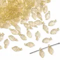 Mini perles en forme de feuille en acrylique jaune pâle pour la création de bijoux - 10 X 5 Mm Pores D'environ 15 Mm Jaune Translucide (jaune Crème Anglaise) 50 Pièces/paquet