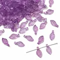 Perles acryliques en forme de feuille violette transparente pour la création de bijoux DIY. - 10 X 5 Mm Pores D'environ 15 Mm Violet Translucide (couleur Glace Au Raisin) 50 Pièces Par Paquet