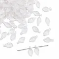 Perles feuilles mini en acrylique transparent pour accessoires bijoux DIY - 10 X 5 Mm Pores D'environ 15 Mm Blanc Translucide (grosty Dew) 50 Pièces/paquet