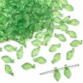 Perles de feuilles en acrylique vert transparent pour bijoux DIY - 10 X 5 Mm Ouverture Env. 15 Mm Vert Translucide (jadéite D'un Ruisseau Limpide) 50 Pièces/paquet